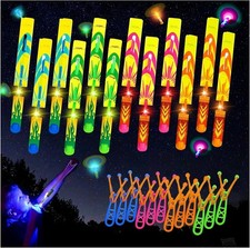Rocket Slingshot Flying Toys with LED Lights - 12 Pcs Kids Outdoor Game with