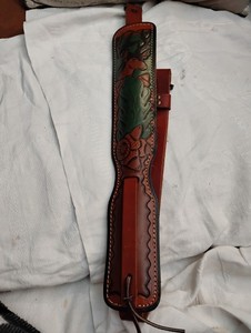 Hunter Buck Acorn Embossed Tooled Leather Padded Rifle Sling with Swivels