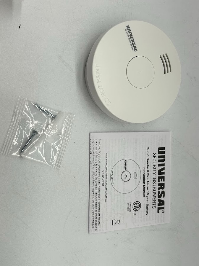 2 PACK Universal Security Instruments 10-Year Battery Mini Smoke  Fire Detector