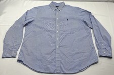 Polo Ralph Lauren Shirt Mens 2XL XXL Blue White Oxford Striped Dress Button Down