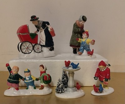Dept 56 Snow Village Collection Nanny and the Preschoolers and Feeding the Birds