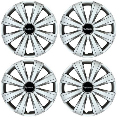 Radkappen 15'' Satz 4 Stk. silber + Nabenkappen SOVA-PL - K328