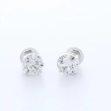 Stud Earrings Classic Solid 14K White Gold 2.56 CT Round Natural Diamond F SI1