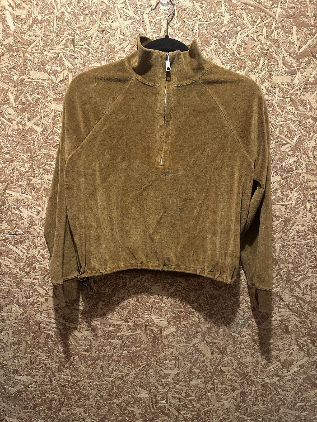 Madewell Womens Gold Velour Crop Top Size S Soft Luxe Fabric  