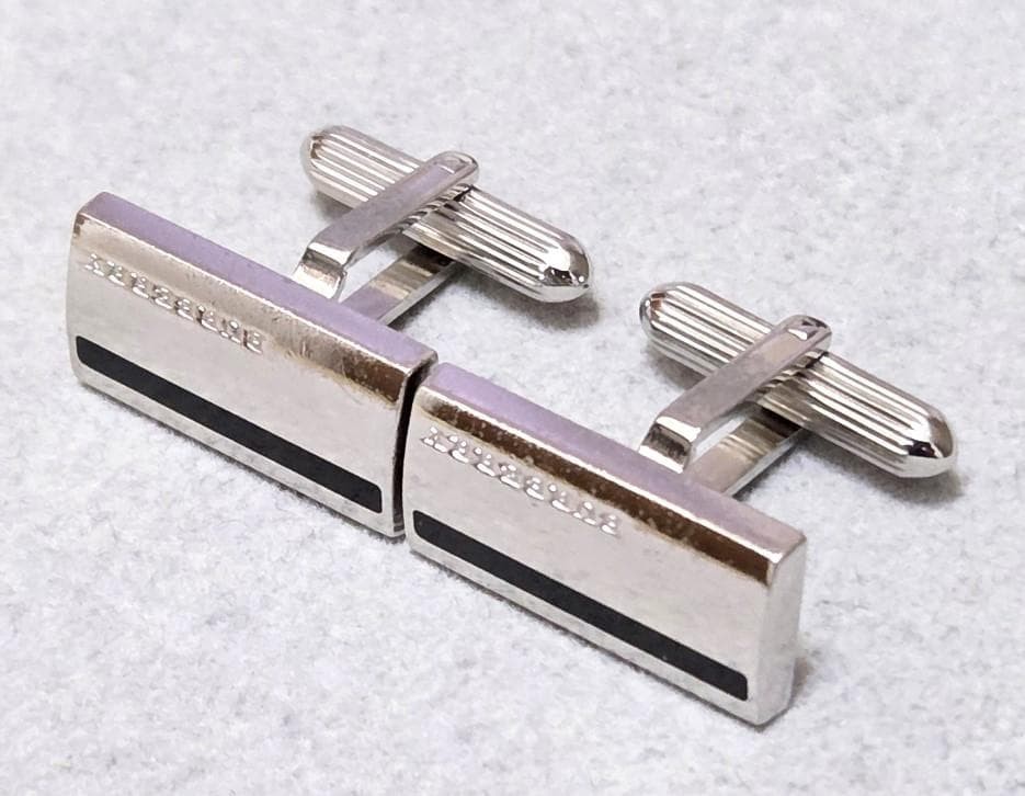 BURBERRY Cufflinks Silver Rectangle Shape [Very g… - image 6