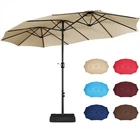 15FT Double-Sided Patio Umbrella with Base Stand & Crank, Large Outdoor Umbrella
