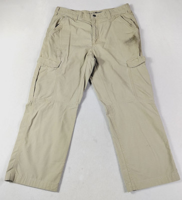 Carhartt Force Cargo Pants Mens 36 Beige Relaxed Fit Ripstop Workwear Distressed