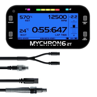 AIM MyChron 6 2T Dash Logger (GPS), inkl. M5 Wassertemperatursensor & schwarzem Patchkabel