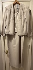 R M Richards Woman-Formal-Champagne Beaded Jacket Dress Combo-Plus Size 16W