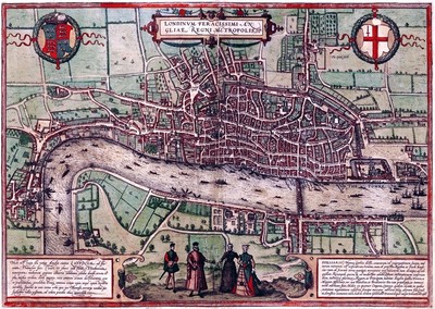 Reproduktion alter Plan von London (London) 1572