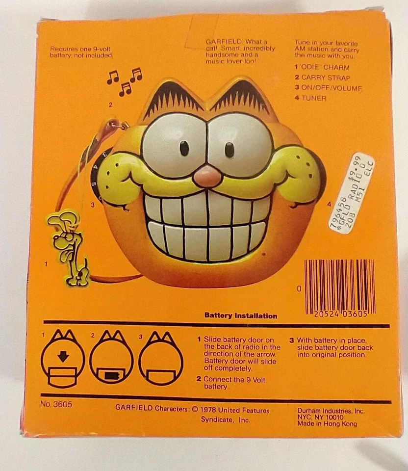 RARE HTF 1978 GARFIELD AM RADIO in Box Vintage - Image 2 of 4