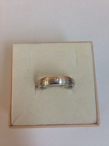 anello fedina uomo donna unisex argento 925 % rodiato rose' zircone misura 12 - Foto 3 di 5