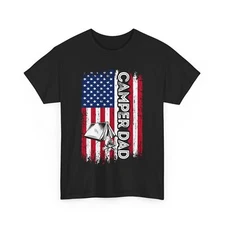Camper Dad American Flag Shirt, Dad Camping Shirt, Father's Day Shirt