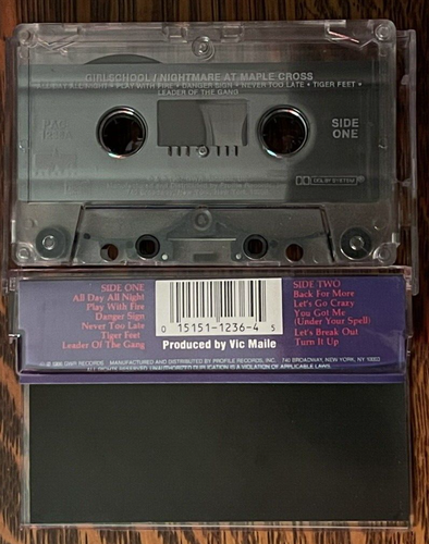 CASSETTE~ GIRLSCHOOL~ 1986~ NIGHTMARE AT MAPLE CROSS~ GWR - Picture 4 of 7