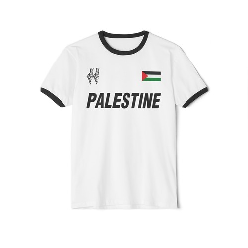 Palestine FC Football Soccer 11 Cotton Ringer Goalie Jersey T-Shirt - All Sizes - Picture 2 of 3