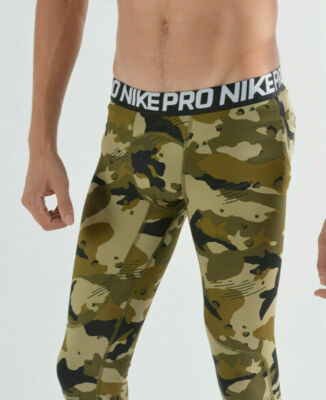 Men's Nike Pro Green/Black/Camo 3/4 Training Tights Pants [AQ1197