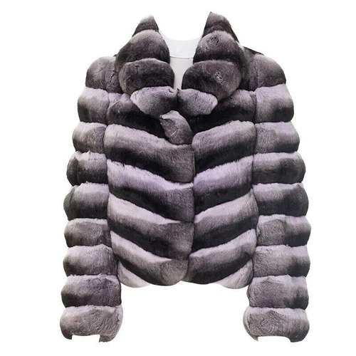 2025 Nuevo Mujer Elegante Real Rex Piel de Conejo Abrigos Largos Chinchilla Solapa - Imagen 10 de 18