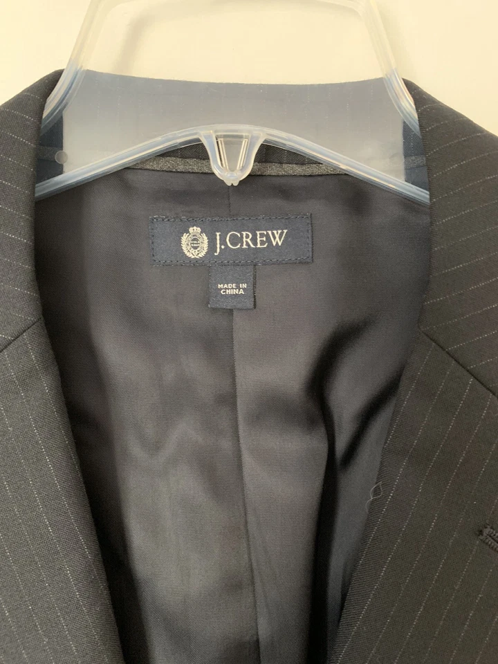 J. Crew Aldridge Jacket Loro Piana Super 120 Black chalk pinstripe 38s Jacket - Image 3 of 4