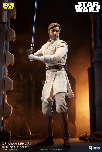 Figura animada Sideshow Star Wars Obi-Wan Kenobi The Clone Wars escala 1:6 nueva - Imagen 5 de 12