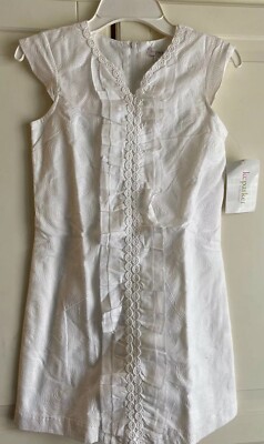 KC Parker Dress Girls 7 White  Hartstrings Summer Beach Cotton Sleeveless