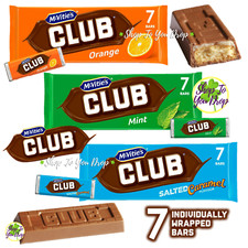 3 x MCVITIES CLUB BISCUIT 7 PACK 154g 7 x 22g Salted Caramel Orange Mint Snack