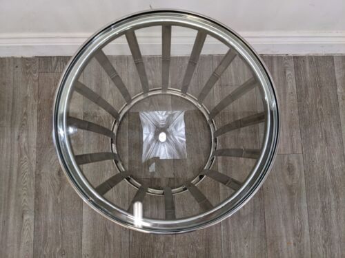 COFFEE TABLE Circular Glass Top Mirrored Chrome Side Lamp Table FREE DELIVERY - Picture 14 of 18