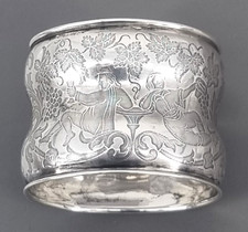 Gro&szlig;er Seltener Biedermeier Serviettenring 13 Lot Silber Wein Trauben Motiv (35)