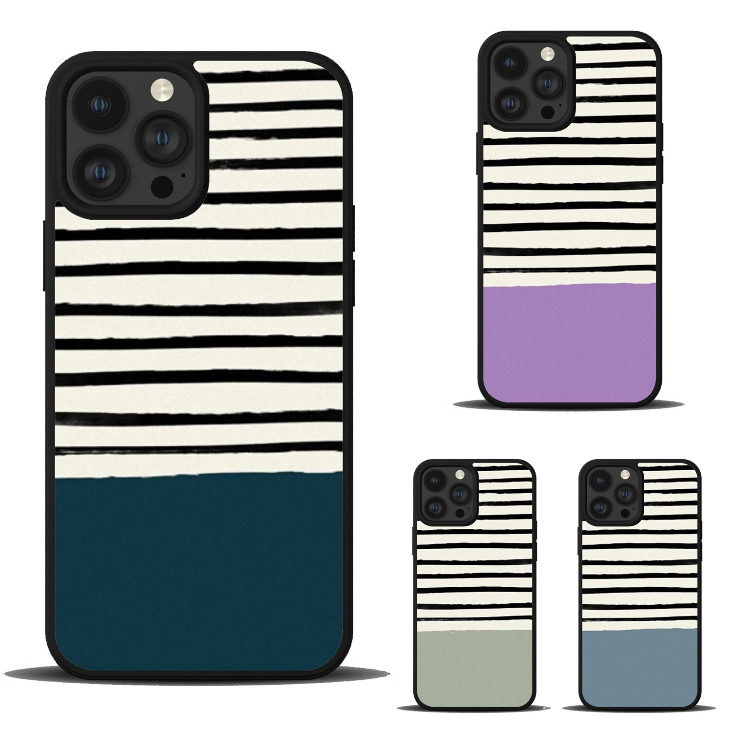 Lavender X Stripes Hard TPU Case for iPhone SE4 16E 12 13 14 15 16 Pro Max