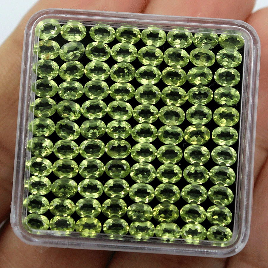 VVS 20 Stück Natürlich Peridot 6mmx4mm Oval Facettiert Schliff Kalibriert Lose - Bild 3 von 4