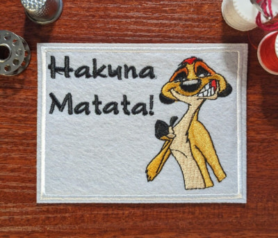 Hakuna Matata The Lion King Disney Patch Timon Embroidered Iron Patch 3x4''