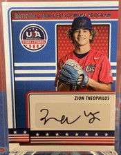 Zion Theophilus 2023 Panini USA Baseball Stars & Stripes Black Auto