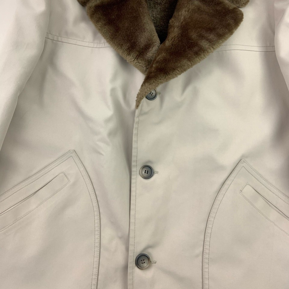 Vintage London Fog Men’s 46R Tan faux Fur Collar And Lining Jacket Coat