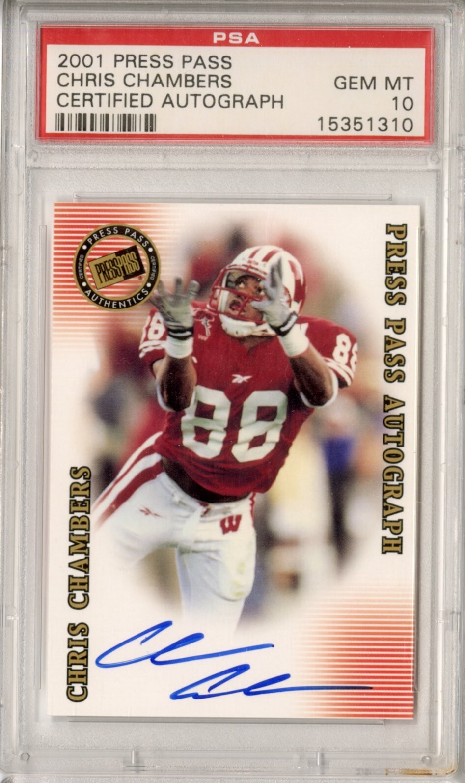 Chris Chambers Press Pass Certified Autograph # Base