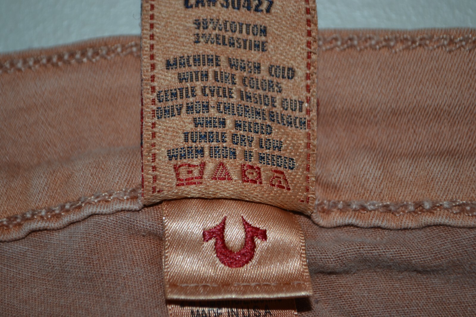 True Religion Women's Halle Skinny No Pocket Flaps Peach Denim Jeans Sz 27x29 thumbnail 10