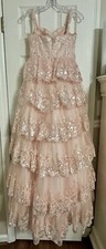 Sherri Hill 2023 Pink Pageant Dress Tulle Silver Sequins Spaghetti Strap Size 12