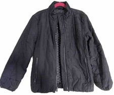 Gap Kids Jacket Girl's Size Medium 8 Quilted Lightweight Navy Blue w/polkadots