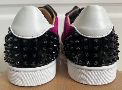 New Christian Louboutin Seavaste Spikes Magenta Suede Low Top