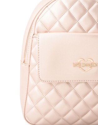 Love Moschino Backpack Large Size Quilted Pink Pearl Rose Gold and