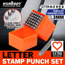 37pc Letter Number Stamp Punch 1/8" Hardened Steel Metal Wood Leather CrV