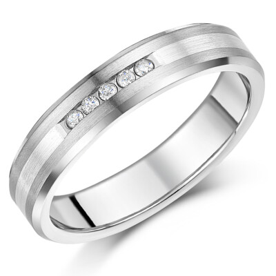 5 mm Titan & Silber Damen Verlobungsring Diamant zweifarbiges Band 0,10 kt