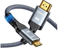 Mini HDMI To HDMI 10 Foot Cable, 4k 60Hz High Speed Bi-Directional