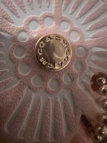 COACH Floral Rose Light Pink Bag Charm Key Ring Rose Gold Tone Fob Tag New - Picture 3 of 4