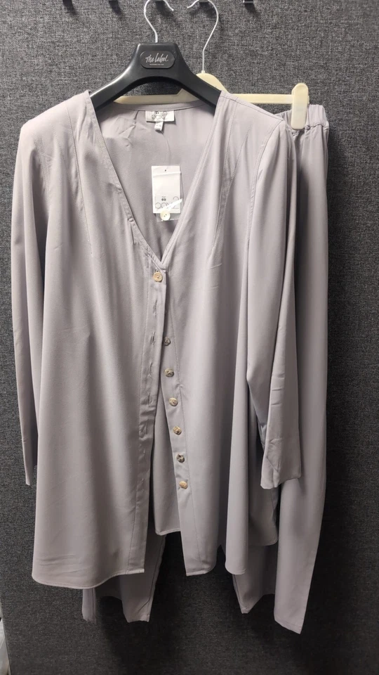 Box 2 Crepe 3 Piece Trousers Suit Jacket & Trousers Silver UK 26-30 LN141 YY 06 — 第 2/4 张图片