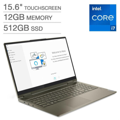 Lenovo Yoga 7 2-in-1 Convertible Laptop Core i7 12G RAM 512GB SSD 15.6 FHD Touch