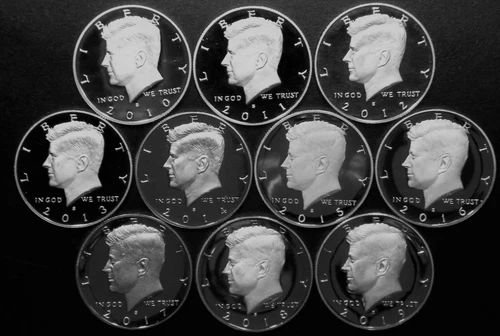2010~2019 S Kennedy Half Dollar Clad Gem Proof Run 10 Coin Set CN-Clad US Mint.
