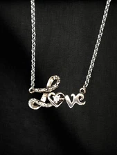 NEW J Francis 925 Sterling Silver LOVE Swarovski Zirconia Pendant 18" Necklace