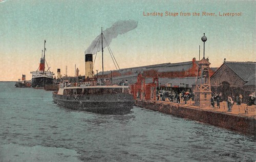 Liverpool England Landung Stage vom Fluss Vintage Postkarte