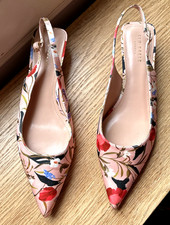 TED BAKER ROWZO Floral Print Slingback Kitten Heels Size UK 6 EU 39 VVGC