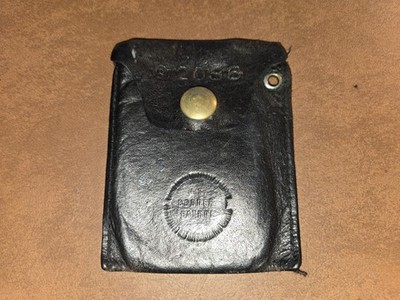VTG MID CENTURY U.S. BORDER PATROL LEATHER POUCH FOR BADGE/ ID  GOLD SNAP CLASP