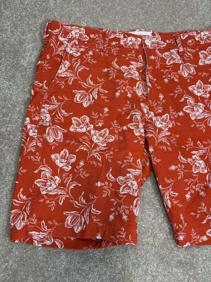 Pantalones Cortos Ralph Lauren Denim & Supply Para Hombre Talla 38 Chino Naranja Blanco Floral Flor Foto 2 de 4